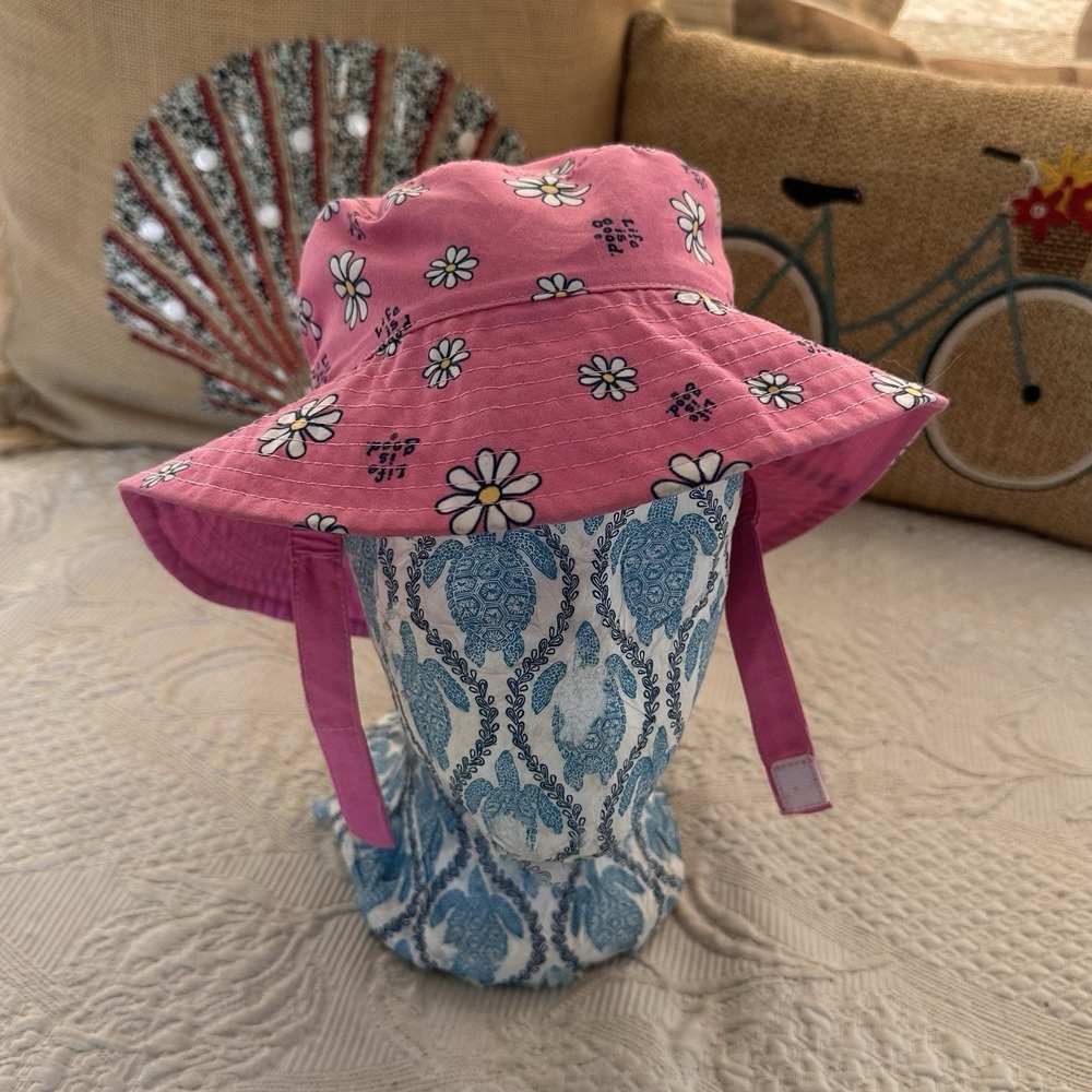 Life is Good Pink‎ Daisy Toddler Bucket Hat Reversible 1-3 years 50cm 19.5"